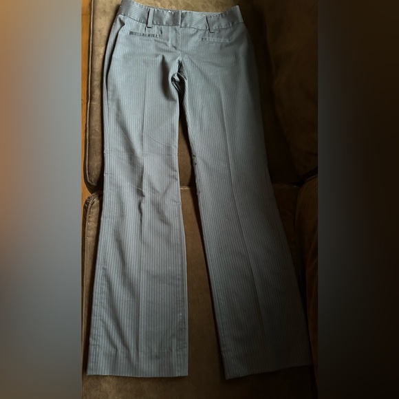 CAbi Gray White Pinstripe Straight Wide Leg Business Attire SZ 10 - Picture 2 of 9